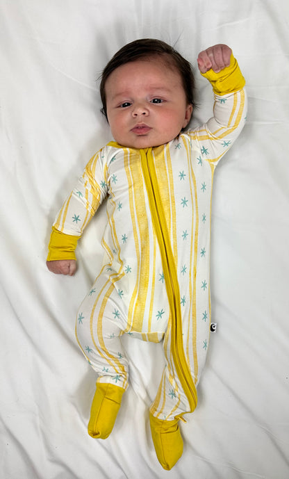 Starlight Stripe - Zipper Footie Pajamas
