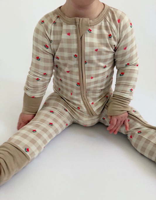 Petal & Plaid  - Zipper Footie Pajamas