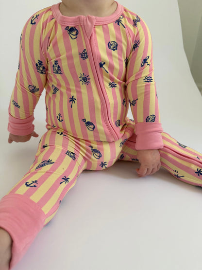 Sandy Shores - Zipper Footie Pajamas