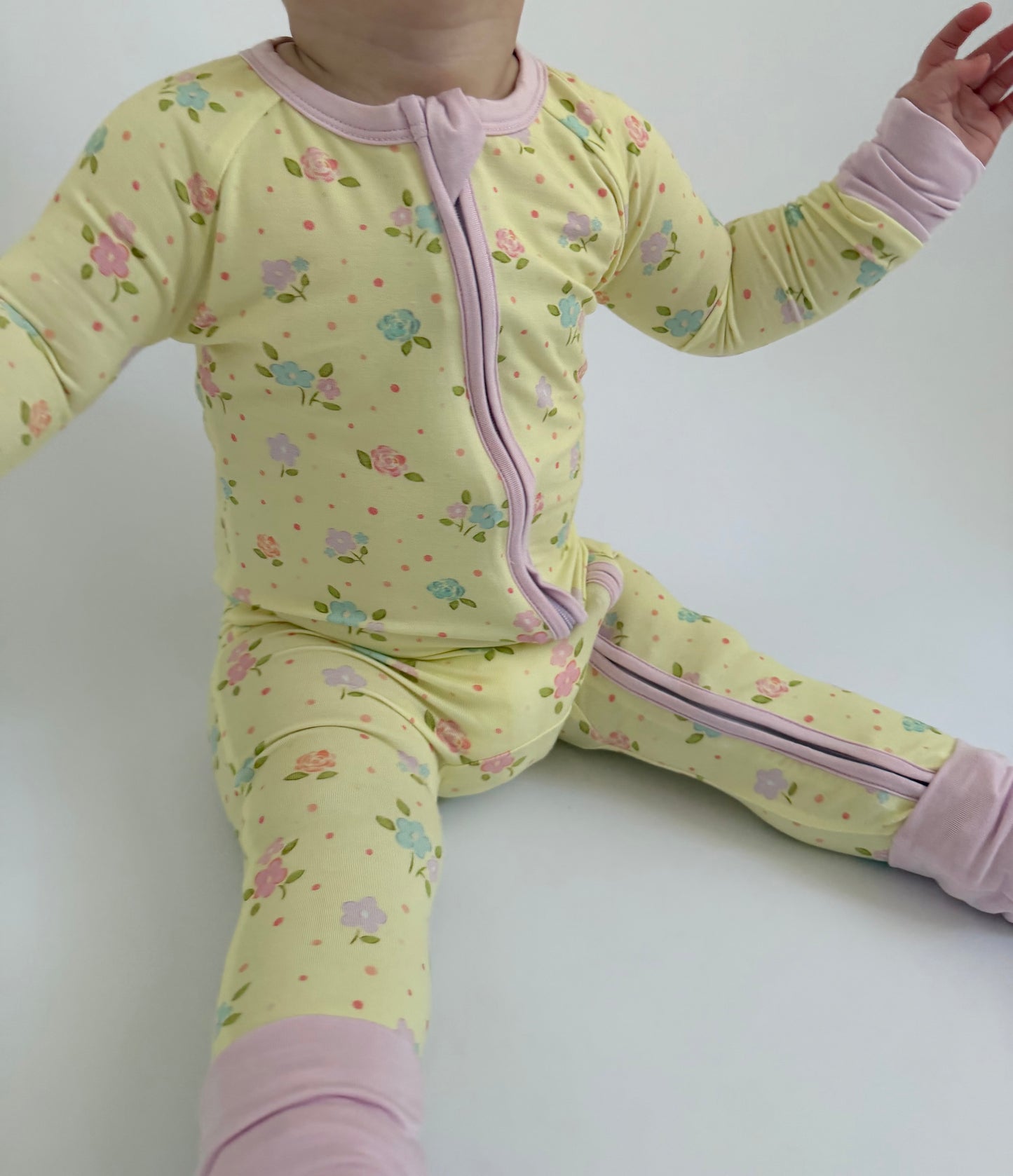 Dots and Daisies - Zipper Footie Pajamas