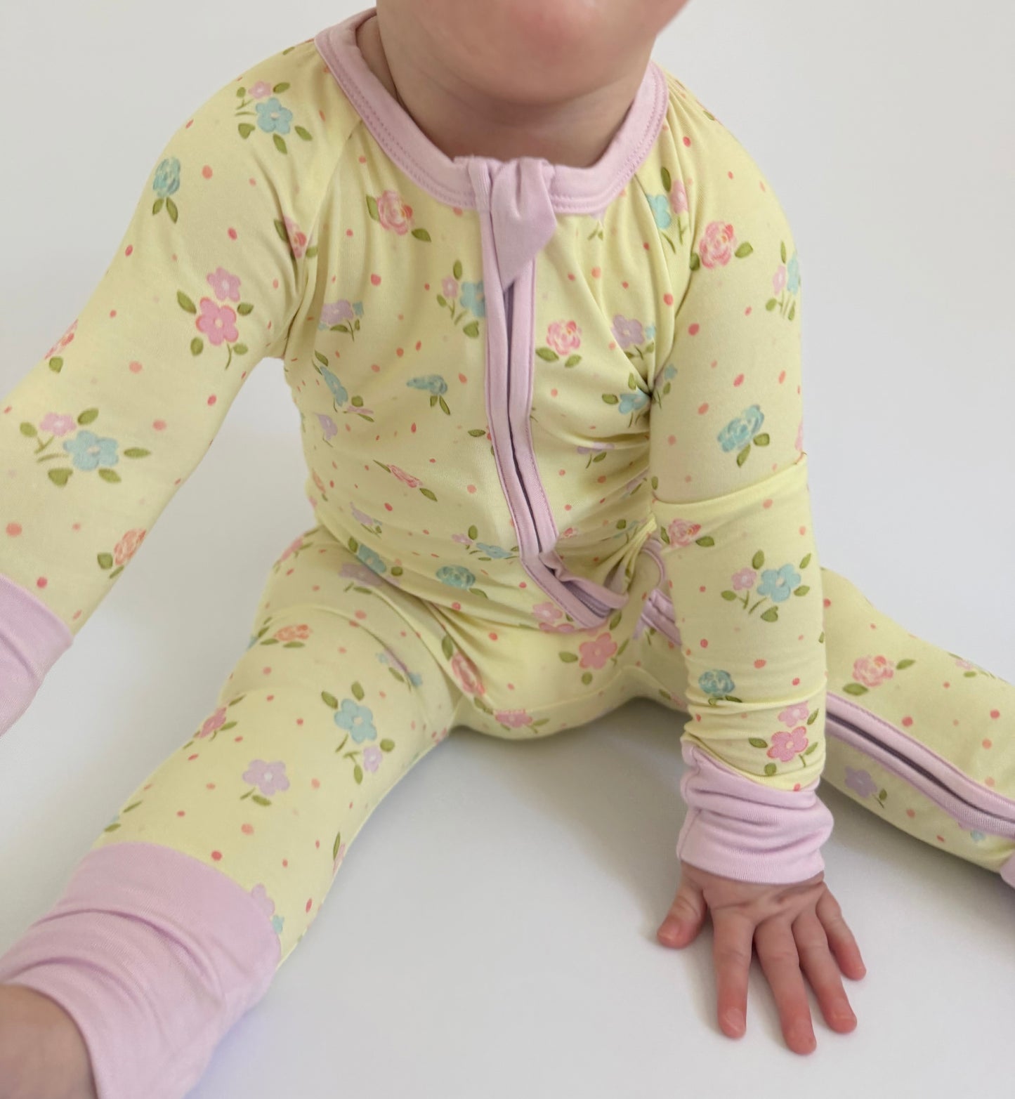 Dots and Daisies - Zipper Footie Pajamas