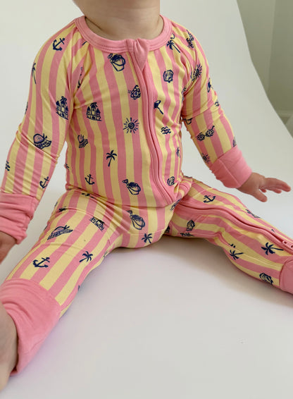 Sandy Shores - Zipper Footie Pajamas