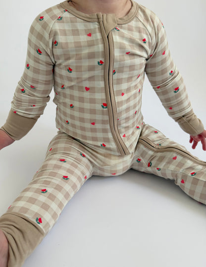 Petal & Plaid  - Zipper Footie Pajamas