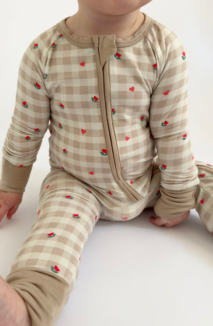 Petal & Plaid  - Zipper Footie Pajamas